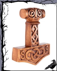 Holz Mittelalter Wandzierde - Thors Hammer - Hammergesicht - Bild 1 von 1
