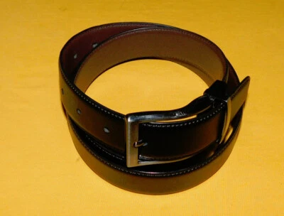 MEN'S PERRY ELLIS BLACK/BROWN GENUINE LEATHER REVERSIBLE BELT SIZE 40/100cm.. - Image 1 of 4