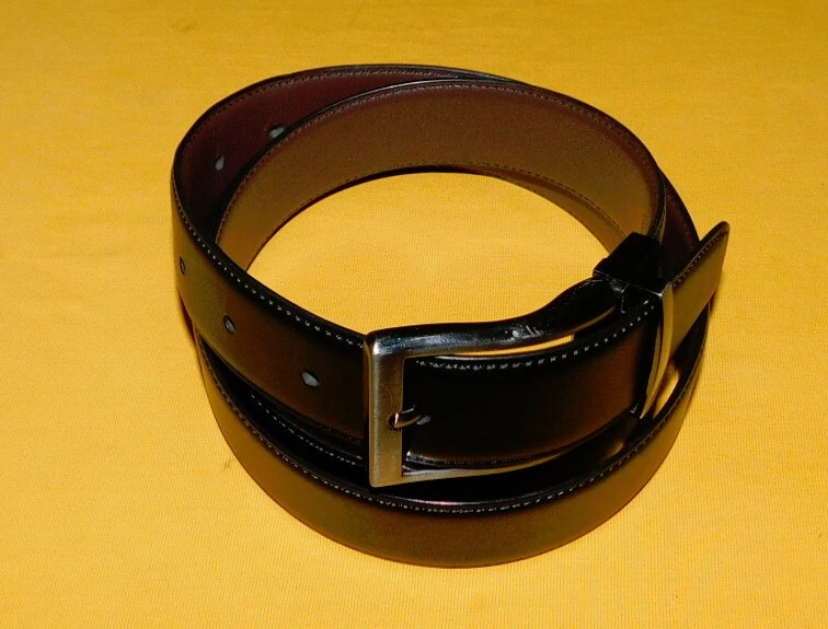 MEN'S PERRY ELLIS BLACK/BROWN GENUINE LEATHER REVERSIBLE BELT SIZE 40/100cm.. - Image 1 of 4