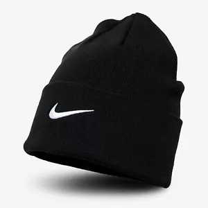 Nike Cuffed Utility Beanie nero bianco swoosh taglia unica nuovo CI2968 010 - Foto 1 di 2
