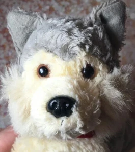 Vintage Amela Husky Plüschtier grau 9 Zoll Stofftier Stofftier rotes Halsband Welpe Hund - Bild 1 von 5