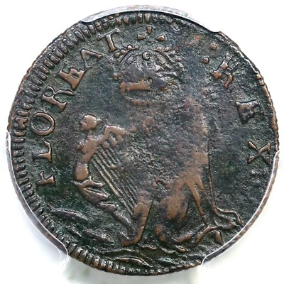 c1670s M 3b.7-Eb.2 R-7 PCGS VF 25 St Patrick Farthing Colonial Coin 1/4p - Image 1 of 3