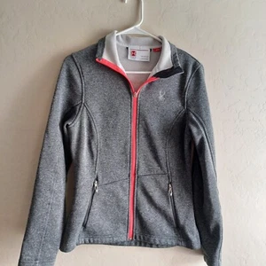 Spyder Core Front Zip Sweater Jacket Womens M Gray/Pink Fleece Lined - Picture 1 of 5