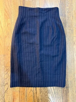 Falda lápiz de lana a rayas vintage Michael Kors talla 6 azul marino HECHA EN EE. UU. Foto 1 de 4