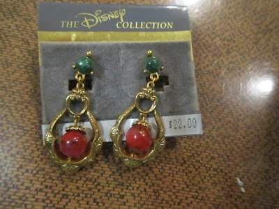 Висячие серьги-клипсы золотистого зеленого и красного цветов коллекция Disney - Изображение 1 из 2