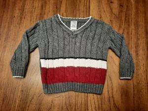 Gymboree Baby Boy Gray Pullover Sweater 6 -12 Months w/Red & White Stripe - Picture 1 of 5