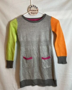 Crazy 8, Girls Sweater Dress, S (5-6), Gray, Long-Sleeved, Bright Color Sleeves - Picture 1 of 7