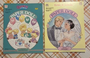 NEW Lot 2 Quints/Bride And Groom Golden Books Paper Dolls - Uncut - Picture 1 of 14