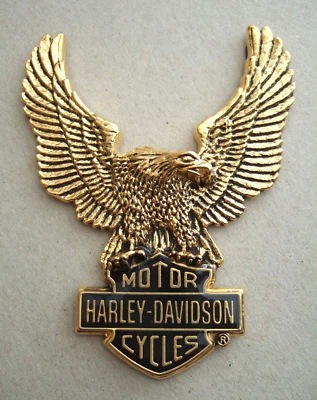Orig. Harley-Davidson® Aufkleber Emblem Medallion, Adler gold/schwarz, 87x69mm