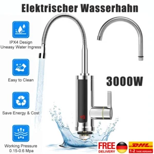 Elektrischer Wasserhahn m. Durchlauferhitzer Mischbatterie LED Temperaturanzeige - Bild 1 von 18