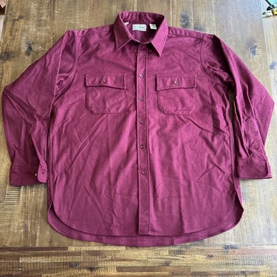 VTG Men’s L.L. BEAN Maroon Chamois Cloth Traditional Fit Shirt Size 16 1/2 USA - Image 1 of 4