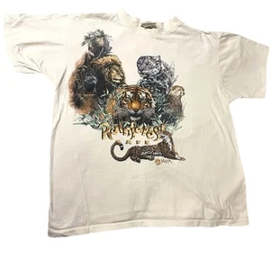 T-shirt vintage Rainforest Café gatti Maya made in USA punto singolo uomo X-Large - Foto 1 di 6