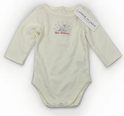 NWT Janie and Jack Baby NB Newborn Ivory First Christmas Reindeer Bodysuit - Image 1 of 4