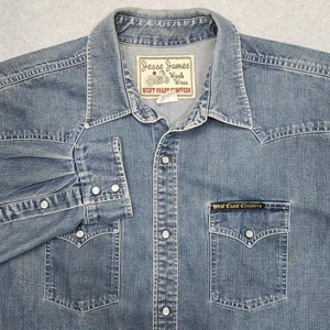 West Coast Choppers Shacket Herren XL Denim Pearl Snap Jesse James Work Wear Biker - Bild 1 von 13