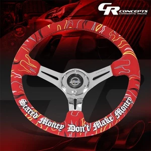 NRG 3" Deep Dish Universal Red Suede Chrome Spoke Reinforced Steering Wheel - Bild 1 von 6