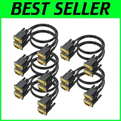 6FT VGA Cables 10-Pack - Male to Male, 1080P@60Hz Shielded for Premium Quality - Image 1 of 4