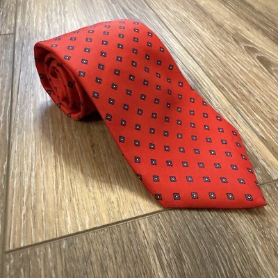 Corbata de seda Hardy Amies para hombre Londres roja y azul 55 pulgadas de largo 3,5 pulgadas de ancho  Foto 1 de 4