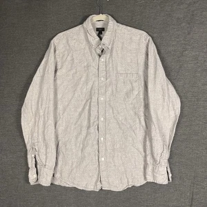 J. Crew Baird McNutt Linen Button Down Slim Shirt Gray Dot Mens Large - Picture 1 of 10