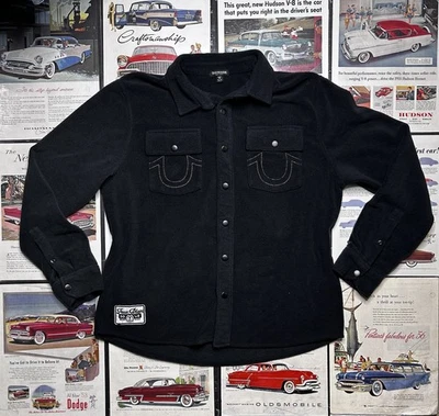 Chaqueta True Religion polar polar negra para hombre talla XL - Camisa chaqueta con botones Foto 1 de 4