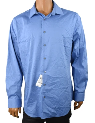 Alfani Mens Dress Shirt New XL 17-17.5 36/37 Blue Long Sleeve Solid Slim Fit - Image 1 of 4