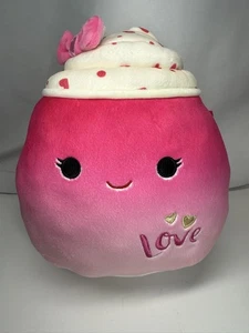 Peluche 8" Squishmallows Cannella il Frozen Yogurt Cuore Rosa Ombra San Valentino - Foto 1 di 8