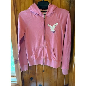 Y2K American Eagle Outfitters Rosa Cremallera Completa Sudadera con Capucha Logo Águila Sudadera Mediana - Imagen 1 de 4