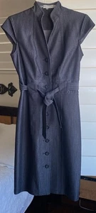 Calvin Klein Womens 2 Black Sheath Dress Button Up Cap Sleeve Career Work EUC - Picture 1 of 12