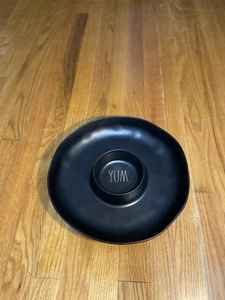 RAE DUNN MELAMINE "YUM" CHIP AND DIP PLATTER DISH BLACK - Picture 1 of 11