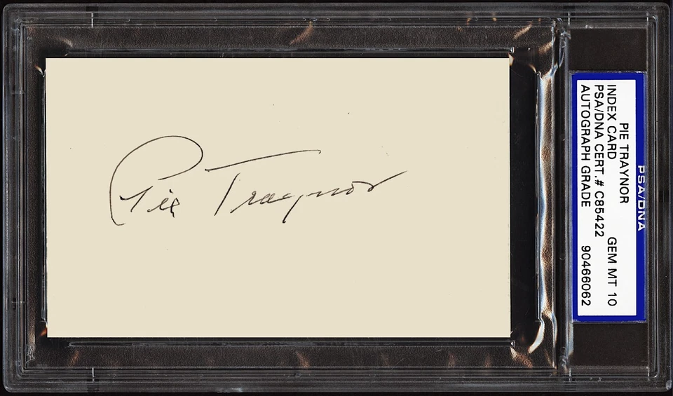 Pie Traynor Signed Autographed Index Card Encapsulated PSA/DNA GEM MINT 10 - Image 1 of 2