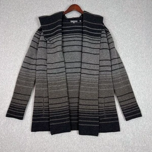VINCE große Sophie grau gestreifte Strickjacke mit Kapuze Pullover Kaschmir Wolle Oversize - Bild 1 von 11