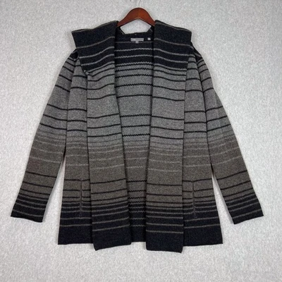 Cárdigan con Capucha VINCE Grande Sophie Gris Rayas Suéter Lana Cachemira De Gran Tamaño Foto 1 de 4