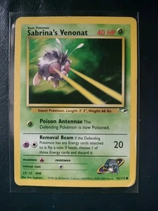 Carta Pokemon Sabrina's Venonat EN 1999 vintage 96/132 eroi palestra leggermente giocata - Foto 1 di 2