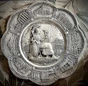 12" GÖTTIN ATHENA Vintage griechischer dekorativer Wandteller!  Metall mit tollen Details - Bild 1 von 6