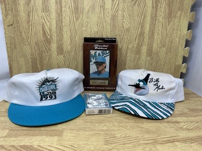 Florida Marlins Vintage 1993 Inaugural Season Hat Lot + Collectibles - Image 1 of 4