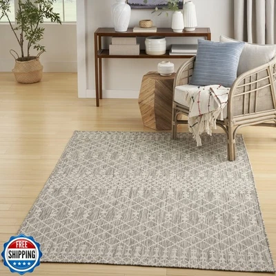 Tapete de área Nourison Home Positano cinza claro interno/externo 5' x 7' - Imagem 1 de 4