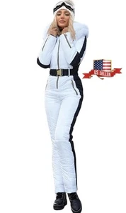Swurew Women Winter Waterproof Ski/ Snow Jumpsuit Fur Collar Coat. While. Small - Picture 1 of 5