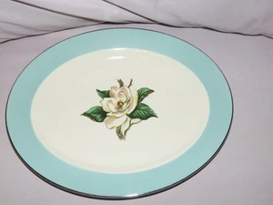 Vintage LIFETIME CHINA COMPANY Glasfaser 11,75" Ovale Platte Magnolie Türkis - Bild 1 von 2