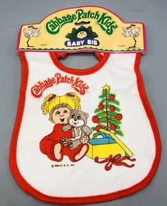 Babero de bebé vintage 1983 Cabbage Patch niños Navidad Tommee Tippee nuevo stock antiguo - Imagen 1 de 8
