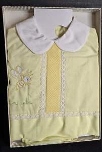Conjunto Recién Nacido Vintage Bordado Amarillo Abeja 2 Piezas Nos - Imagen 1 de 9