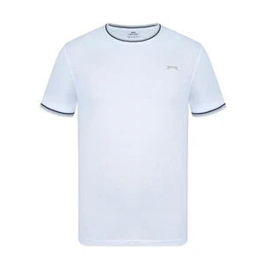 Slazenger Mens Tipped T Shirt Crew Neck Tee Top Short Sleeve Round Breathable - Picture 1 of 101