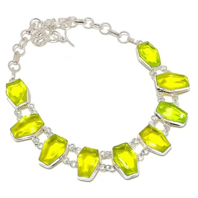 Collar de joyería de plata de ley 925 con piedras preciosas de tsavorita 18" regalo para ella W559 Foto 1 de 3