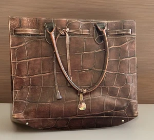 Rara borsa vintage autentica Dooney & Bourke Croc in rilievo a mano pelle marrone - Foto 1 di 18