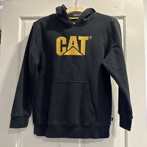 CAT Caterpillar Tractor Hoodie Sweatshirt Black W/ Yellow Logo Youth Large 14/16 - Picture 1 of 4