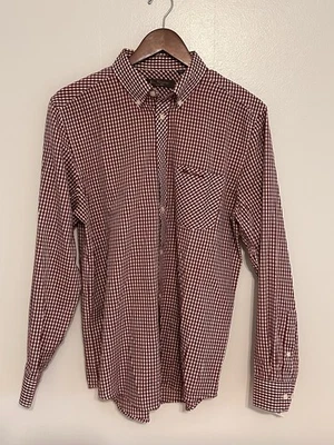 Camisa a Cuadros Ben Sherman Roja y Blanca Para Hombre, Mediana Mezcla de Algodón con Botones Foto 1 de 3