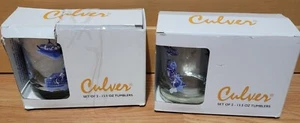 Culver Set Of 4 Blue Willow Pattern 13.5 Oz Glass Tumblers - Picture 1 of 5