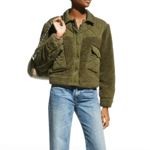 Rails Women's Olive Green Snap Cropped Peyton Quilted Fleece Jacket Size M - Picture 1 of 7