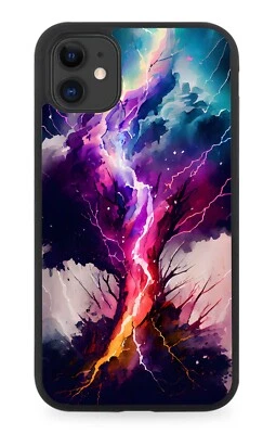 Strike Of Lightning From Sky Rubber Phone Case Thunder God Colourful Storm Q783E - Image 1 of 2