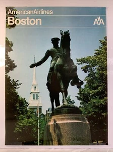 Original Vintage American Airlines Travel Poster ~ Boston 20” X 15” - Picture 1 of 5