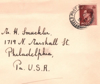 GB USED ABROAD KEVIII Cover *HONG KONG* Military FPO CDS Philadelphia KA808 - Image 1 of 4