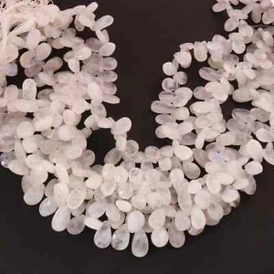 1 Strand White Rainbow Moonstone Faceted Briolettes - Pear Shape Briolettes 8mmx - Picture 1 of 4
